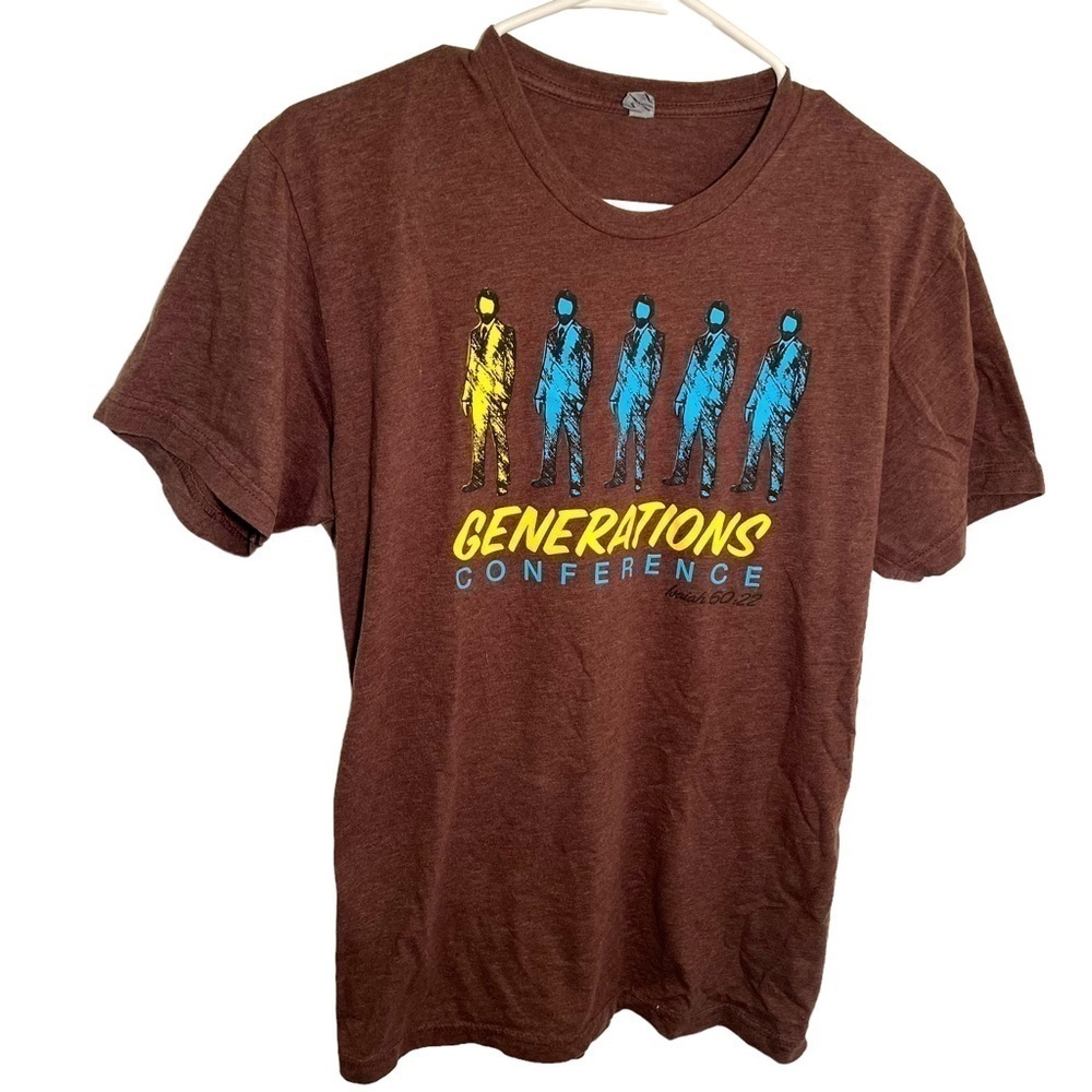 Generations Unisex Size Medium T-Shirt Brown Blue Yellow Navs Fall Conference